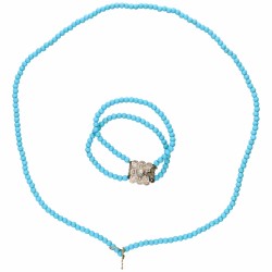 Set van collier en kinderarmband met blauwe stenen.