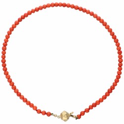 Bloedkoralen choker met een geelgouden sluiting - 14 kt.