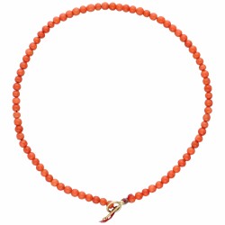 Bloedkoralen armband met een geelgouden sluiting - 14 kt.