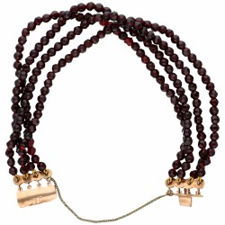 Vierrijige glasgranaten armband met een roségouden sluiting - 14 kt.