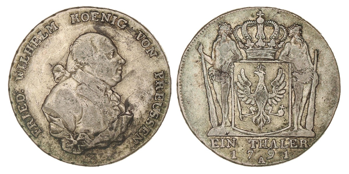 German states. Prussia. Friedrich Wilhelm. Thaler. 1791 A.