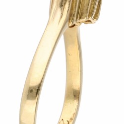 Geelgouden ring bezet met ca. 0.15 ct. diamant en ca. 0.04 ct. natuurlijke smaragd - 18 kt.