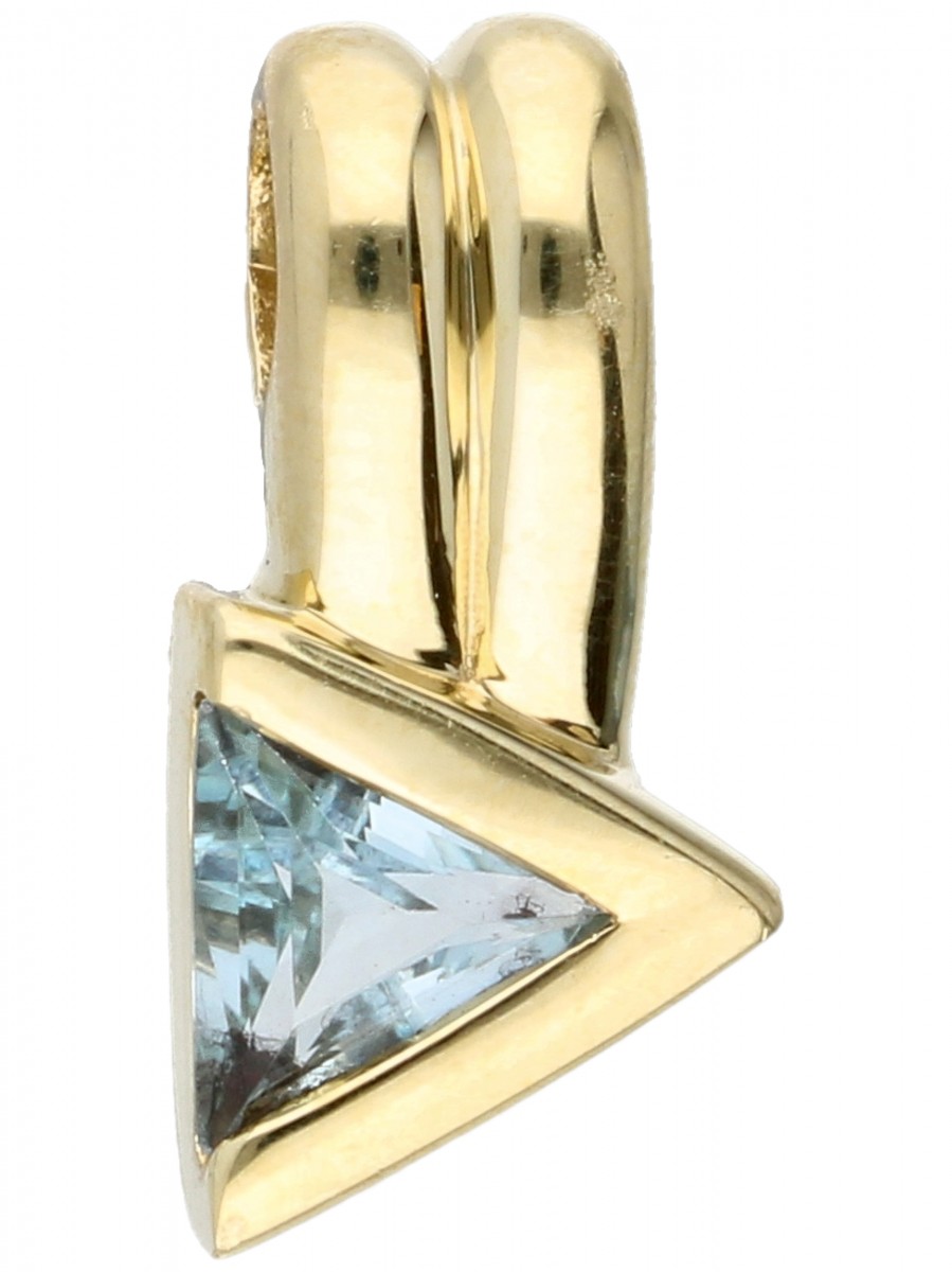 Geelgouden hanger bezet met blauwe topaas - 14 kt.