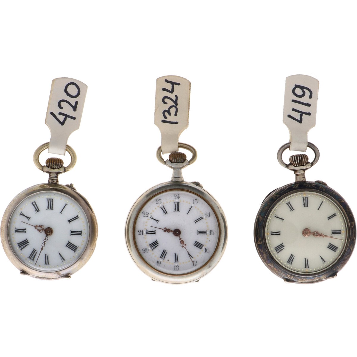 Lot (3) Zakhorloges, Staal en Zilver - Dames - ca. 1900