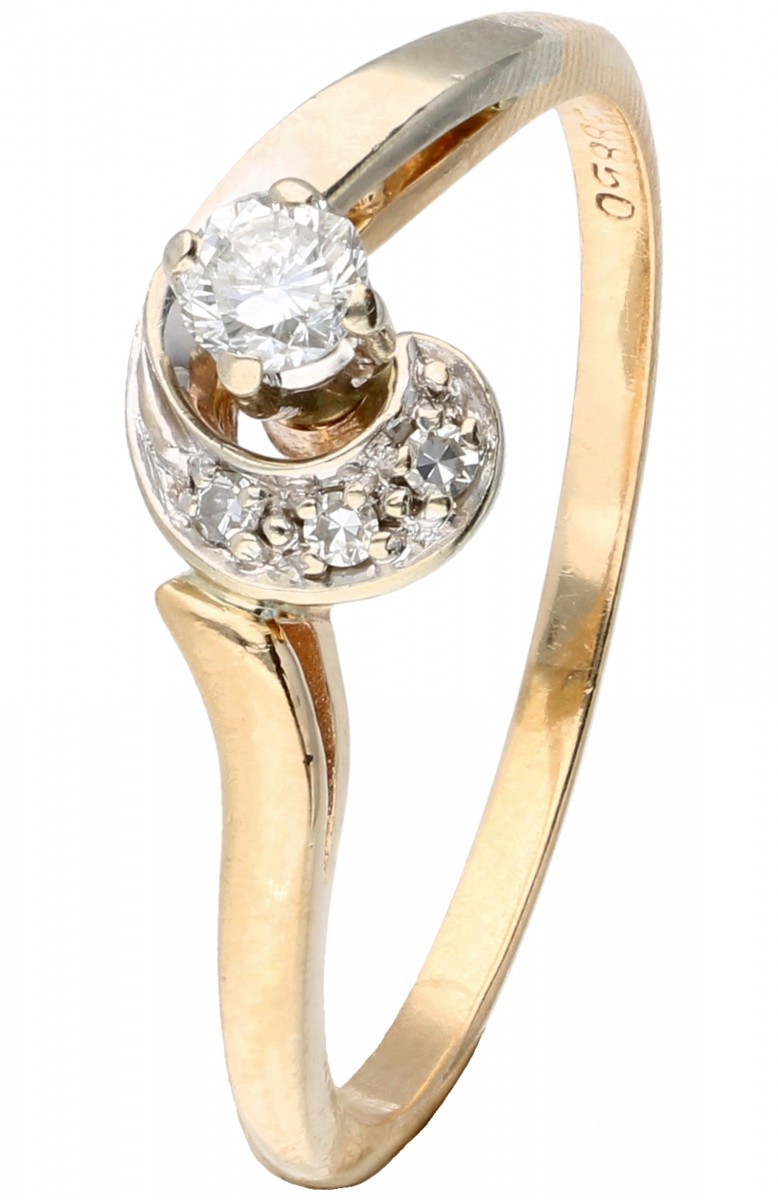 BWG 10 kt. bicolor gouden slagring bezet met ca. 0.14 ct. diamant.