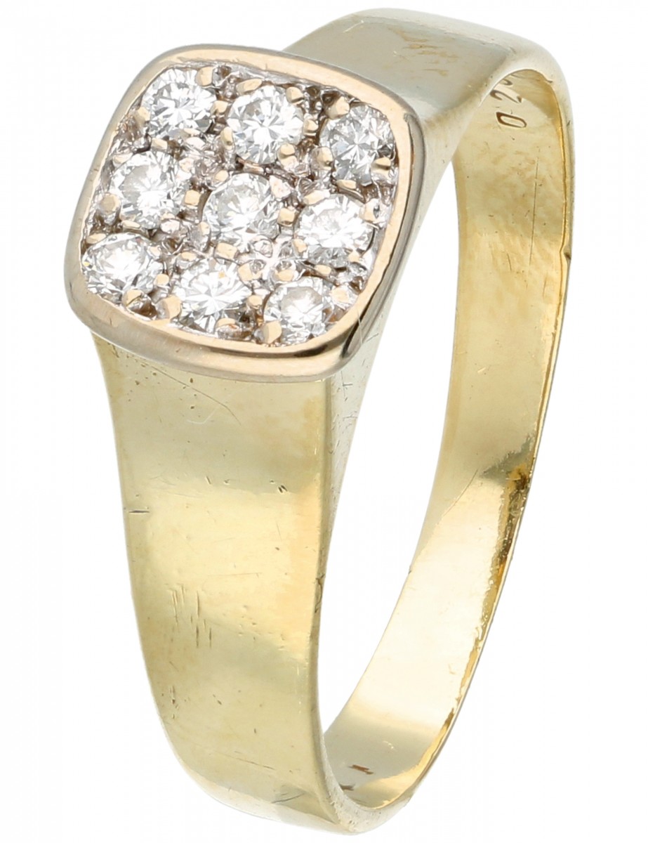 14 kt. Geelgouden ring bezet met ca. 0.18 ct. diamant.