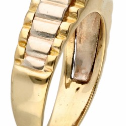 Bicolor gouden zegelring bezet met ca. 0.09 ct. diamant - 18 kt.
