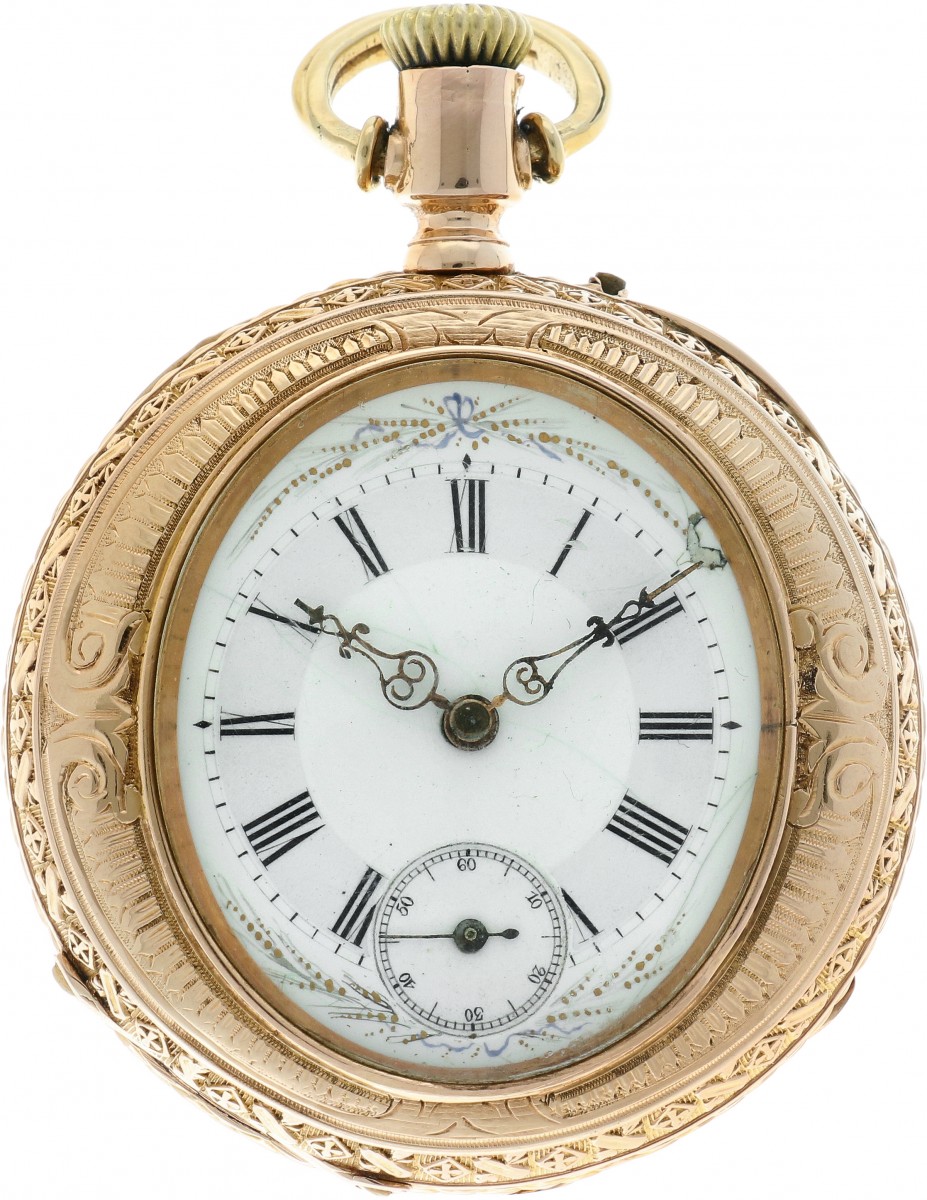 18K. geelgouden zakhorloge - Ankergang - Heren ca. 1880.