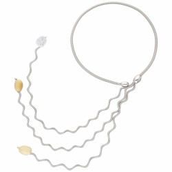 Set van zilveren Luí ro Italiaans design flexibel collier en ring bezet met kwarts - 925/1000.