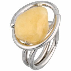 Set van zilveren Luí ro Italiaans design flexibel collier en ring bezet met kwarts - 925/1000.