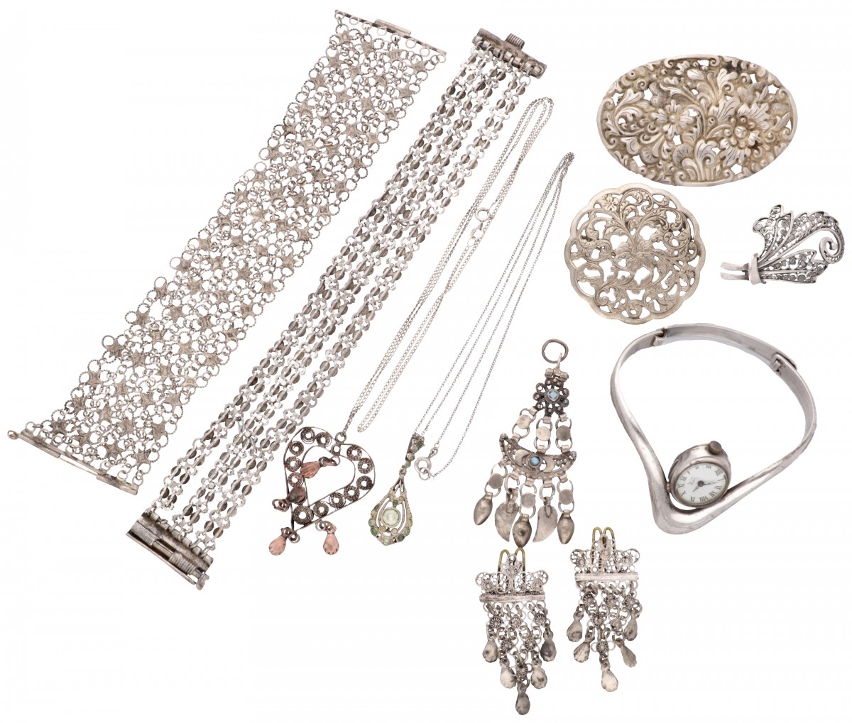 Lot van diverse zilveren sieraden - 800/1000 en 835/1000.