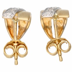 Bicolor gouden oorbellen bezet met diamant - 18 kt.