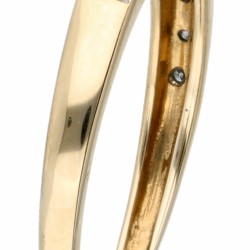 Geelgouden rijring bezet met ca. 0.05 ct. diamant - 14 kt.