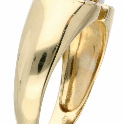 Geelgouden ring bezet met ca. 0.06 ct. diamant en natuurlijke saffier - 14 kt.