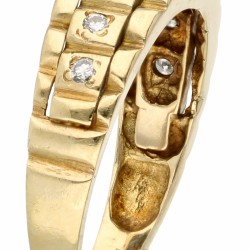 Yellow gold bandring set with approx. 0.09 ct. diamond - 14 ct.