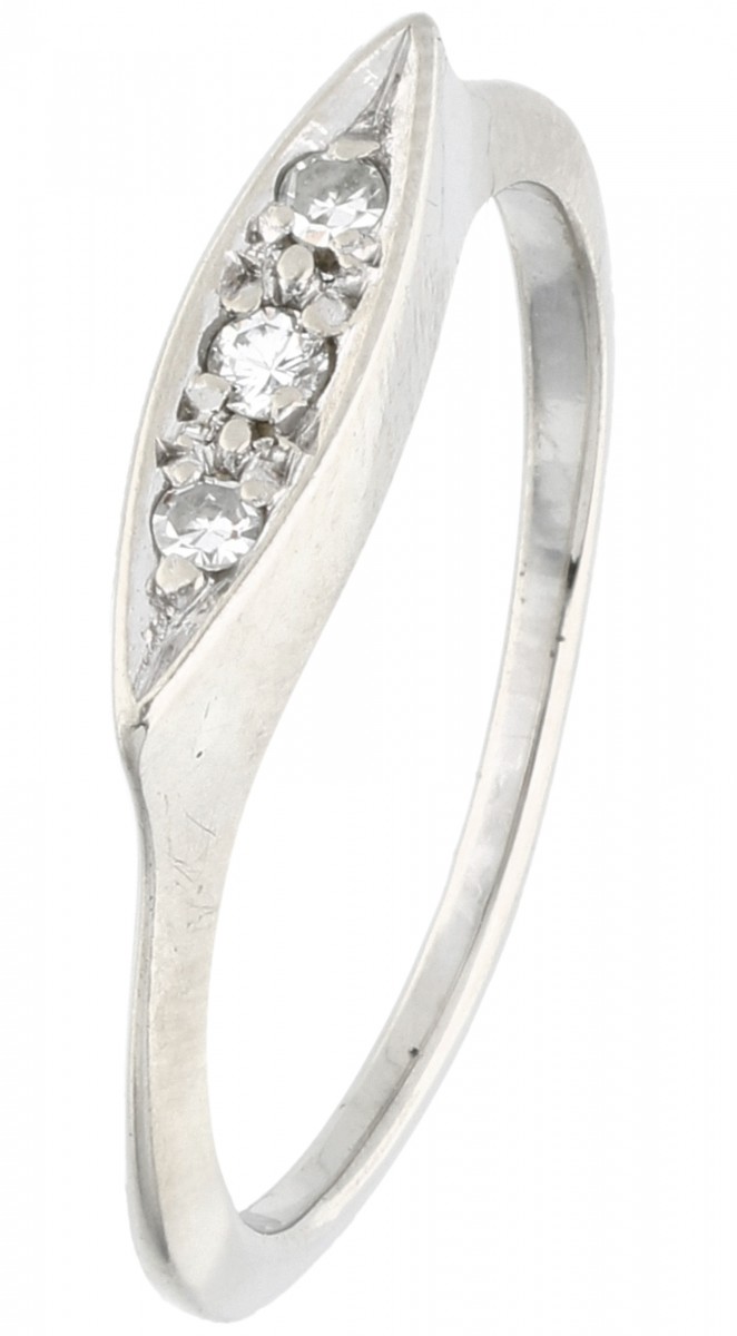 Witgouden ring bezet met ca. 0.04 ct. diamant - 14 kt.
