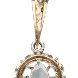 Bicolor gouden Art Deco-hanger bezet met diamant - 14 kt.