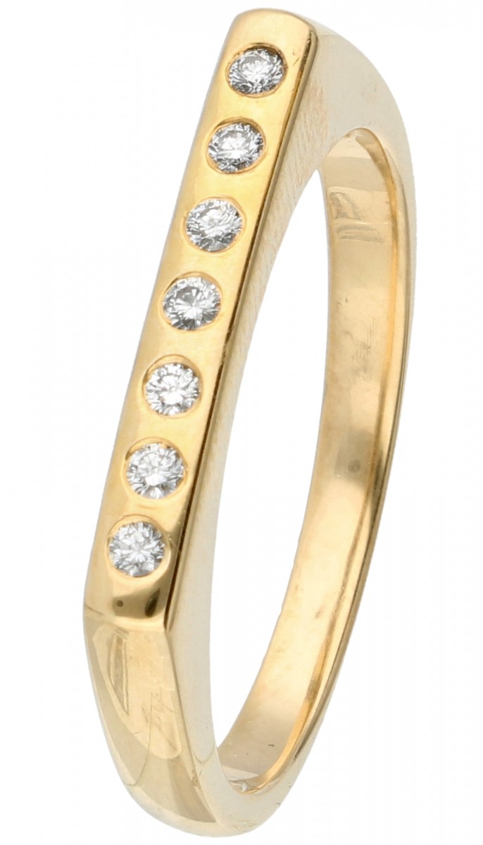 Geelgouden tank ring bezet met ca. 0.07 ct. diamant - 18 kt.