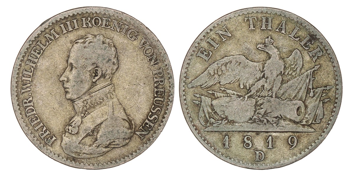 German states. Prussia. Friedrich Wilhelm III. Thaler. 1819 D.