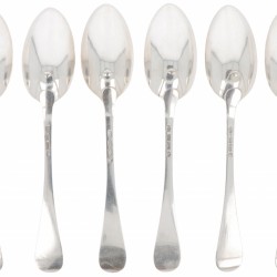 (6) delige set dinerlepels (Rutgert Coenradi 1783-1811) zilver.