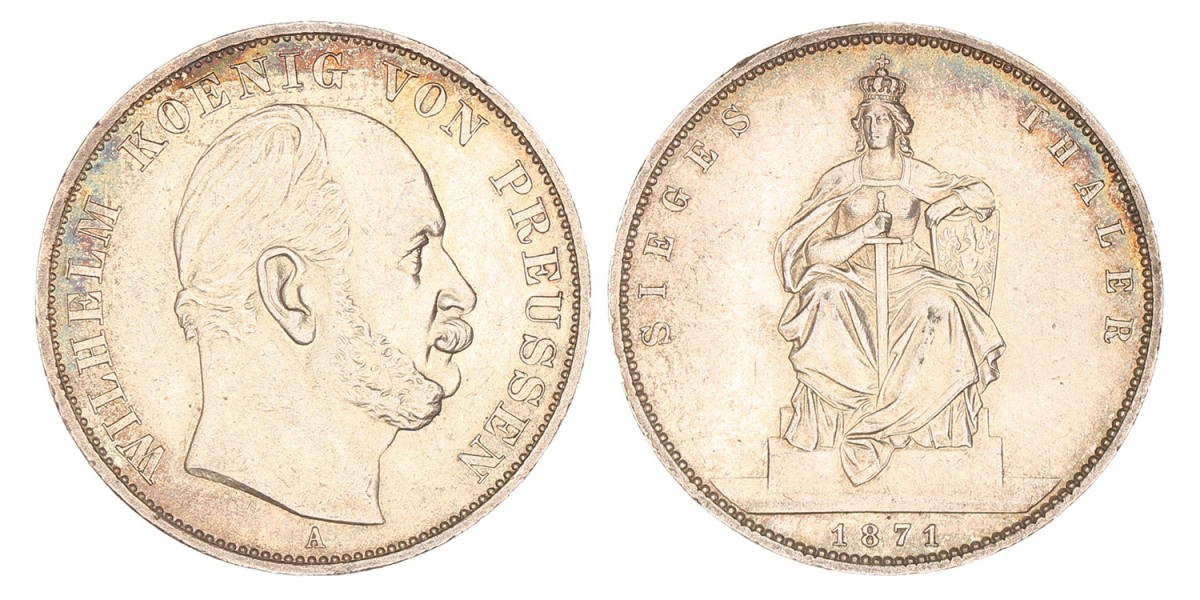 German states. Prussia. Wilhelm I. Thaler. 1871 A.