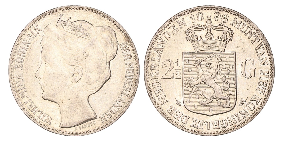 2½ Gulden Wilhelmina 1898. Prachtig -.