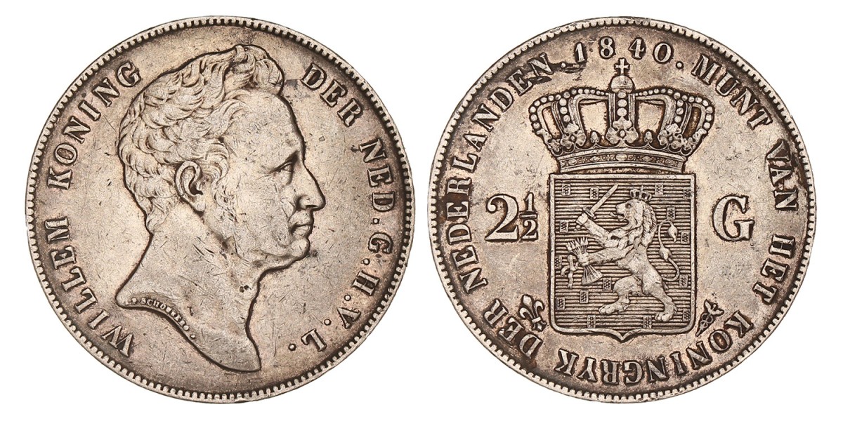 2½ Gulden Willem I 1840. Zeer fraai +.