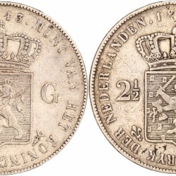 Lot (2) 2½ Gulden Willem II 1842 en 1843. Gemiddeld Fraai.