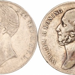 Lot (2) 2½ Gulden Willem II 1842 en 1843. Gemiddeld Fraai.