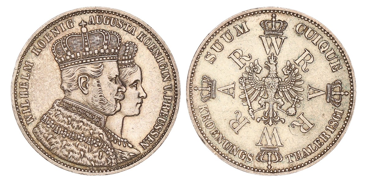 German states. Prussia. Wilhelm I. Thaler. 1861.