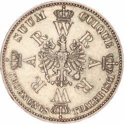 German states. Prussia. Wilhelm I. Thaler. 1861.