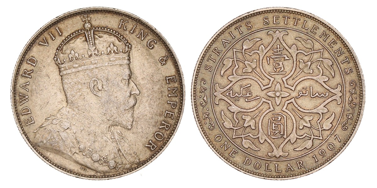 Straits Settlement. Edward VII. Dollar. 1907.