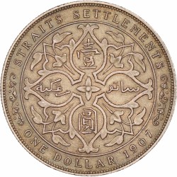 Straits Settlement. Edward VII. Dollar. 1907.