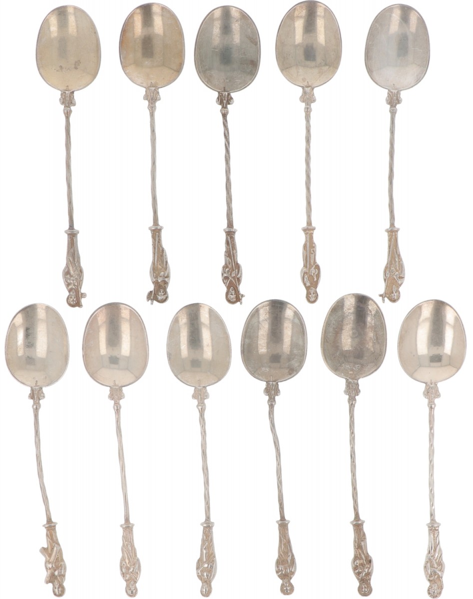 (11) delige set apostel theelepeltjes zilver.