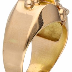 Rosegouden Art Nouveau tank ring bezet met ca. 0.56 ct. diamant - 18 kt.