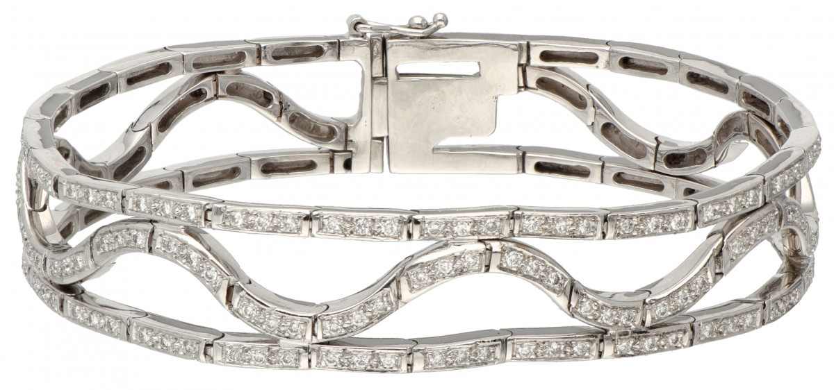 Witgouden entourage armband bezet met ca. 1.26 ct. diamant - 18 kt.