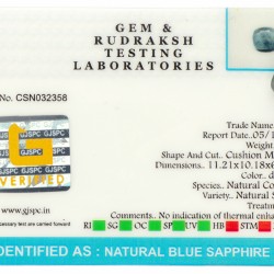 GJSPC-gecertificeerde natuurlijke blauwe saffier 8.14 ct.