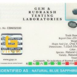 GJSPC-gecertificeerde natuurlijke blauwe saffier 1.36 ct.