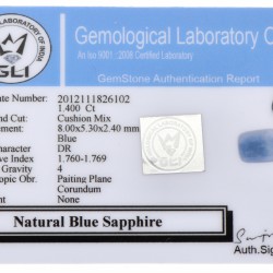 GLI-gecertificeerde natuurlijke blauwe saffier 1.400 ct.