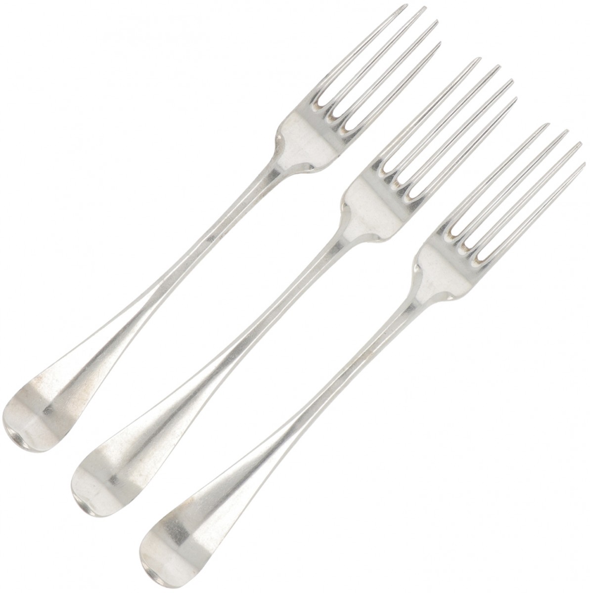 (3) delige set dinervorken (Arend Hoogland 1733-1784) zilver.