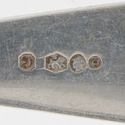 (12) delige set visbestek Haags lofje zilver.