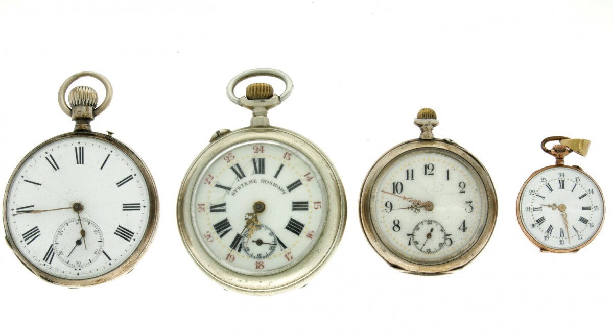 Lot (4) Zakhorloges - Staal en Zilver