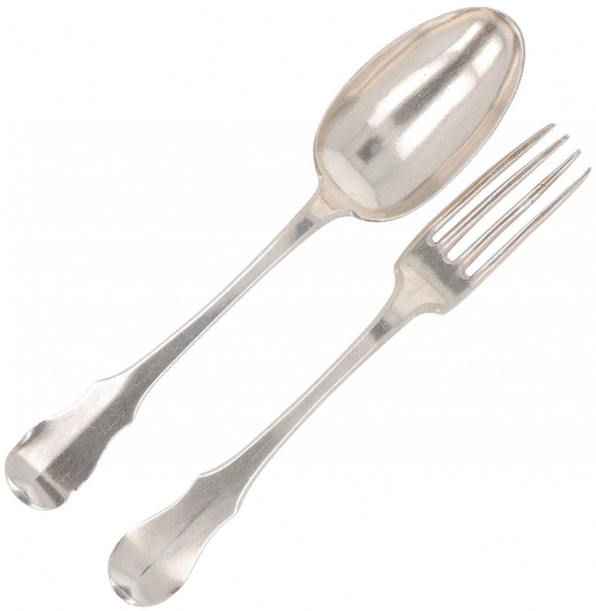 Lepel & vork (Brussel Theodorus Smeesters 1785 ) zilver.