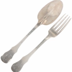 Lepel & vork (Brussel Theodorus Smeesters 1785 ) zilver.