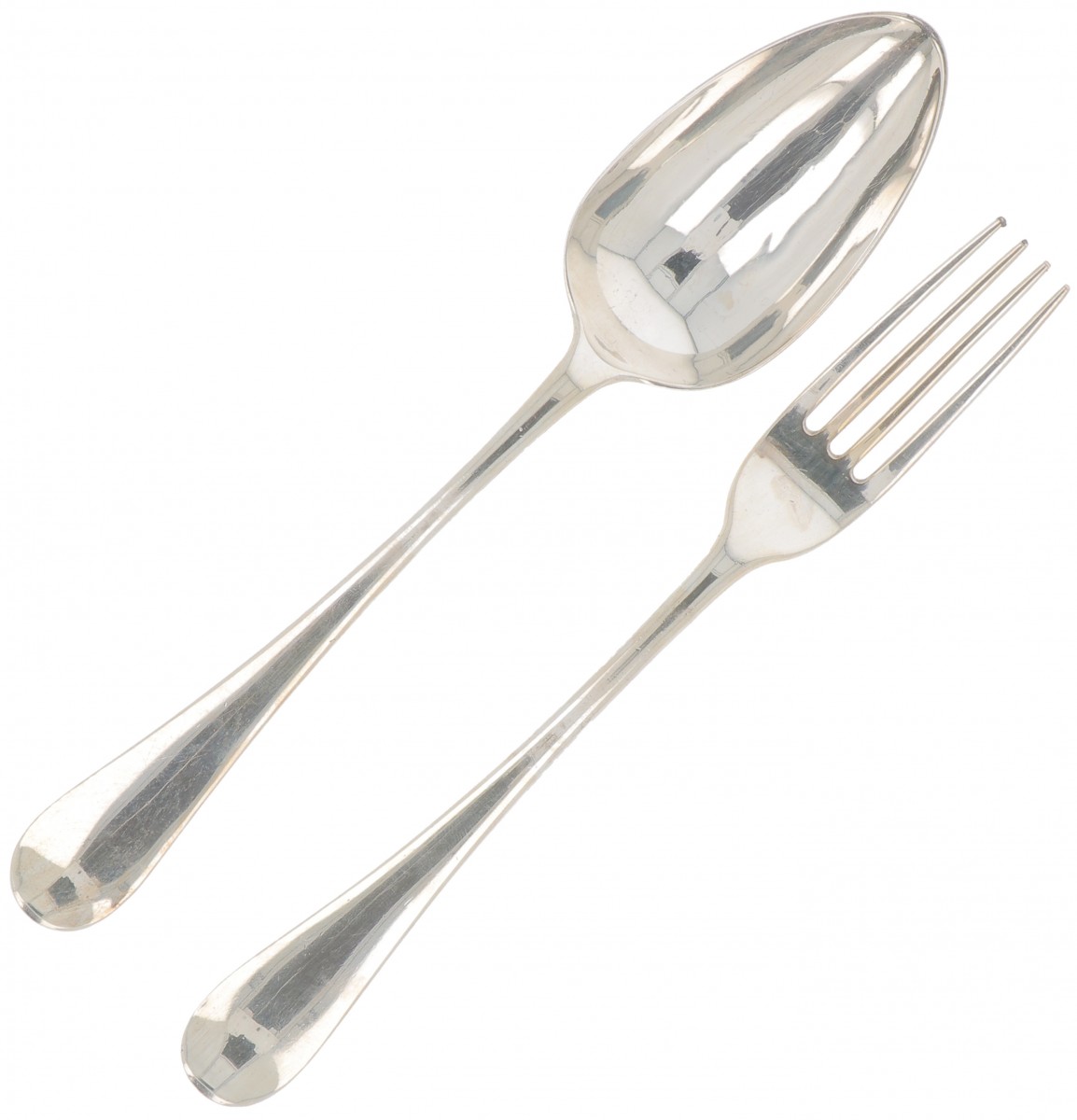 Lepel & vork (Amsterdam Hendrik Overhulsman 1790-1811) zilver.