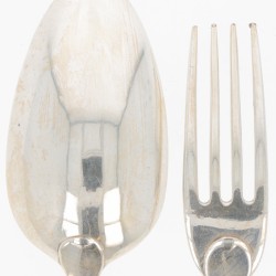 Lepel & vork (Amsterdam Hendrik Overhulsman 1790-1811) zilver.