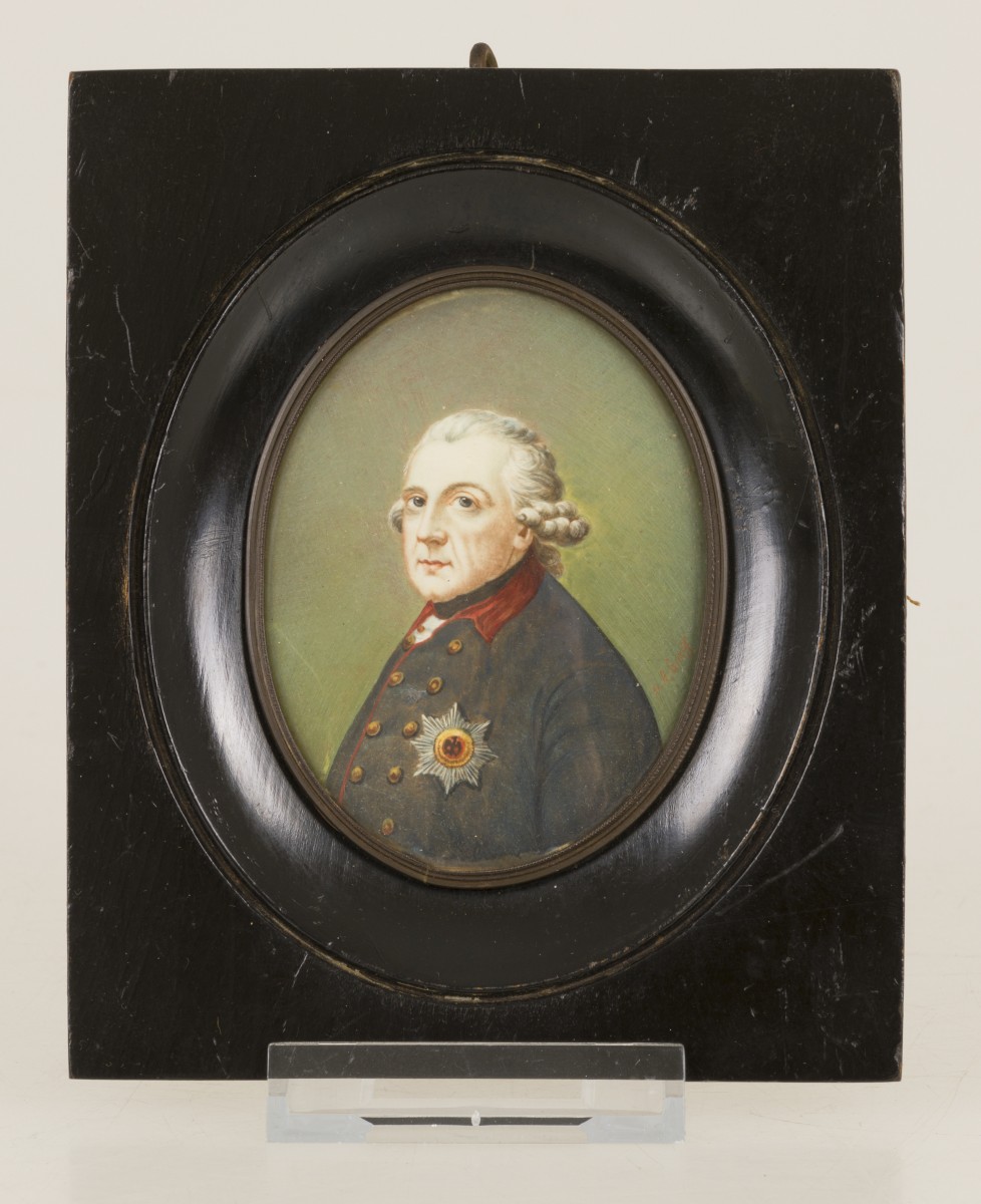 Een miniatuurportret van Frederik II van Pruisen / Frederik de Grote, eerste helft 19e eeuw.