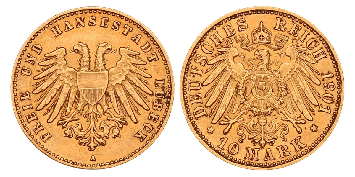 German states. Lübeck. 10 Mark. 1901 A.