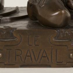 D'après Eutrope Bouret (1833-1906) - Le Travai - Bronzen sculptuur.