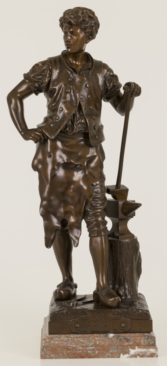 D'après Eutrope Bouret (1833-1906) - Le Travai - Bronzen sculptuur.